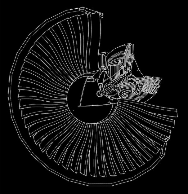 Turbo straalmotor vliegtuigen. vector lijn illustratie.