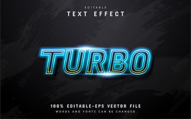 Testo turbo, effetto di testo in stile neon blu