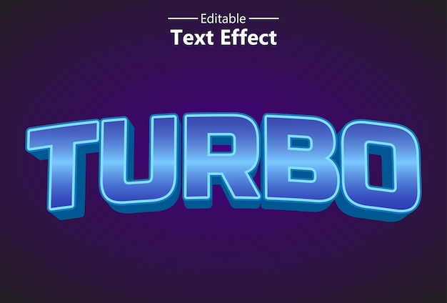 Vector turbo text effect with blue color editable for logo