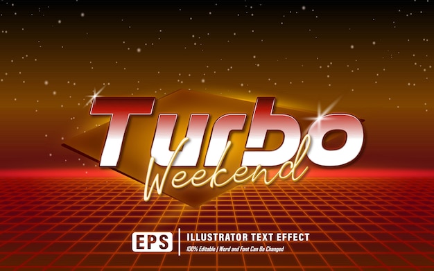 Vector turbo weekend teksteffect - bewerkbaar