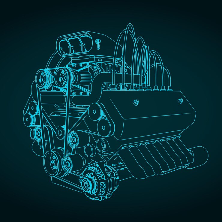 Vector turbocharged engine sketch