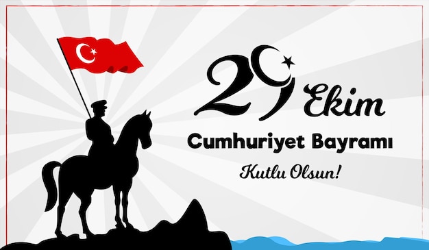 Vector turkey 29 october republic day with ataturk