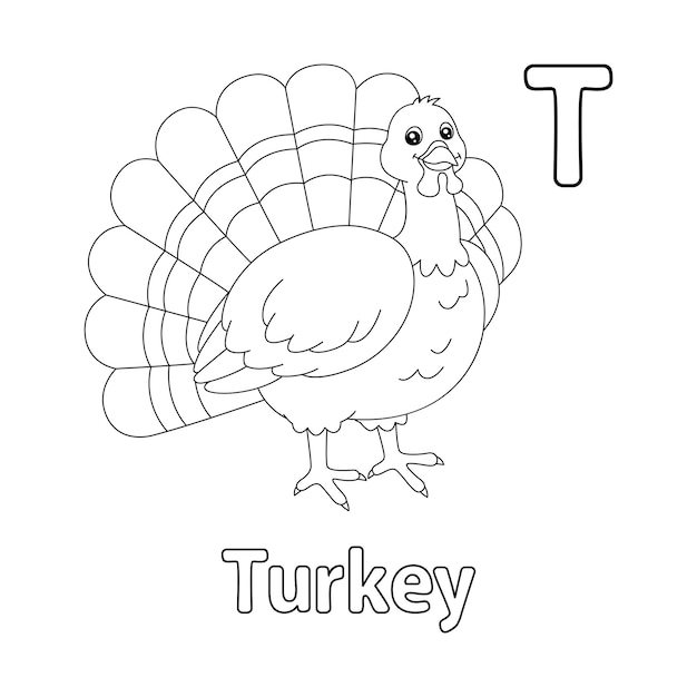 Turkey Alphabet ABC Coloring Page T