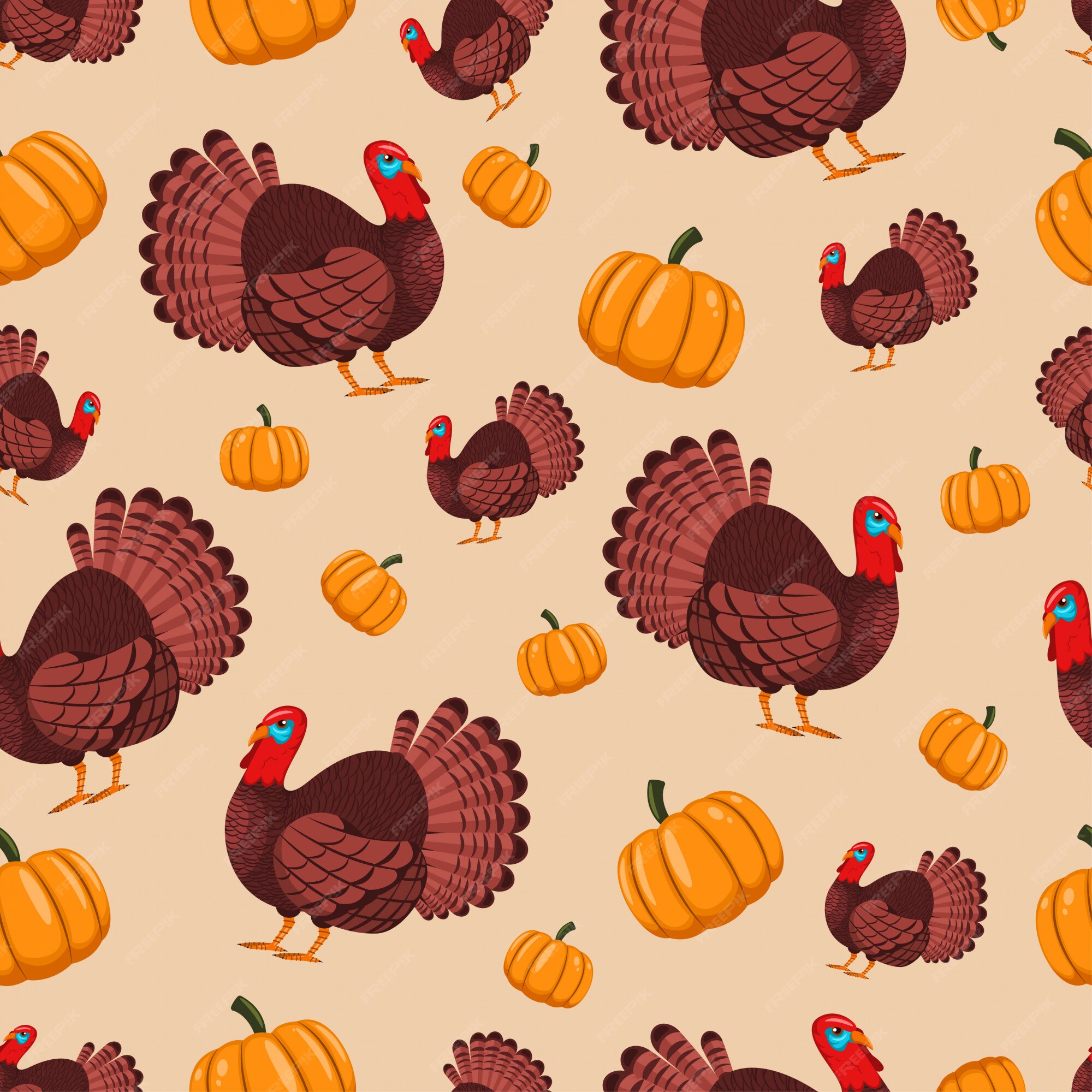 Premium Vector | Turkey bird and pumpkin seamless pattern for holiday  thanksgiving. cartoon for wallpaper, wrapping, packing, and backdrop.