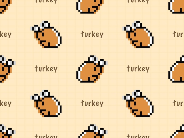 Turkey cartoon character seamless pattern on orange background