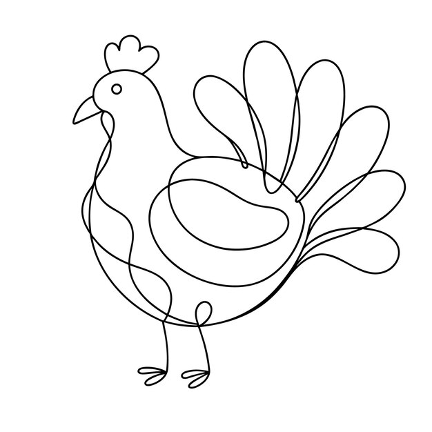 Vector turkey continuous line art vector illustration