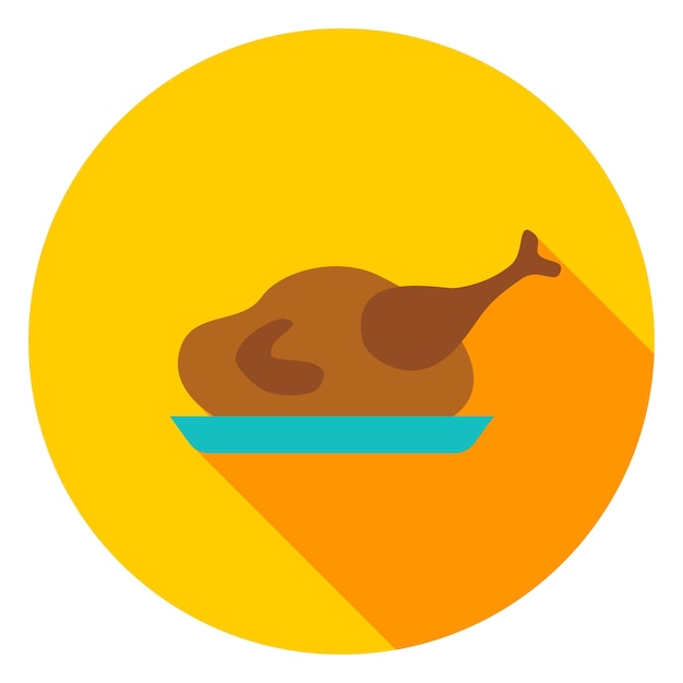 Turkey Dinner Circle Icon. Vector Illustration. Thanksgiving Chicken.