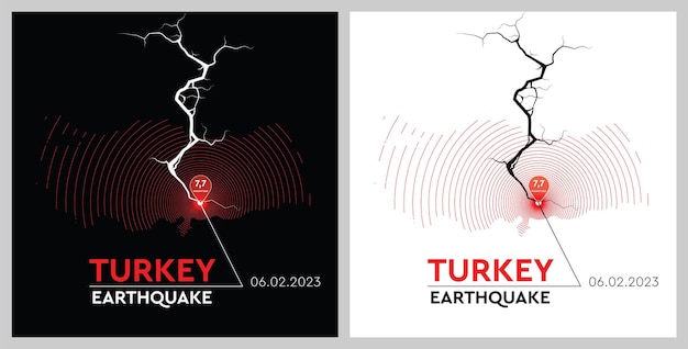 Turkey earthquake concept on cracked map. vector illustration.