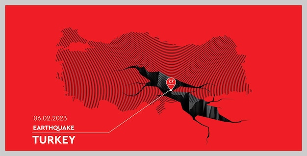 Vector turkey earthquake concept on cracked map. vector illustration.