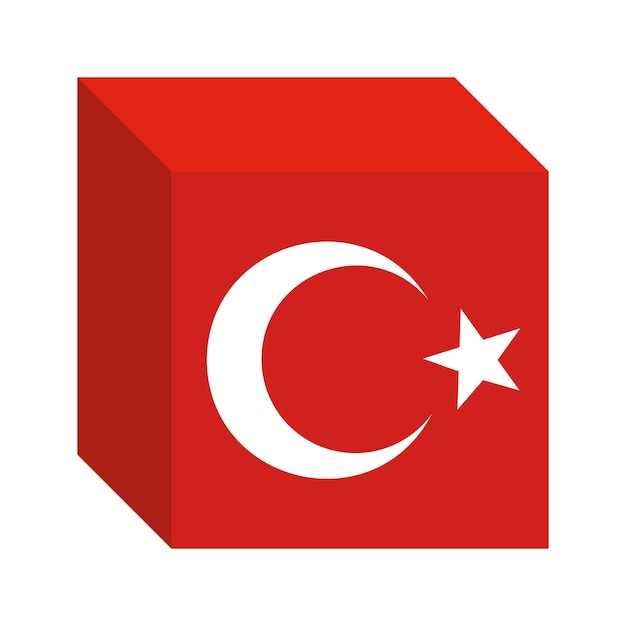 Turkey flag in the box illustration design