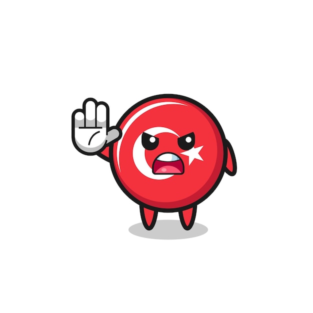 Turkey flag character doing stop gesture cute design