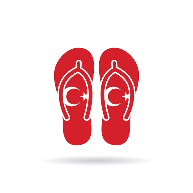 Turkey flag flip flop sandals icon on a white background