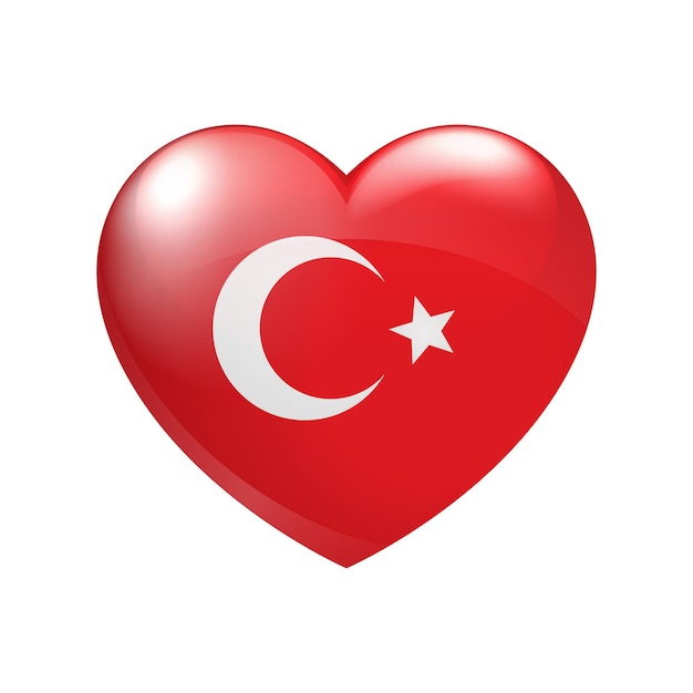 Turkey Flag Heart icon. Country love symbol. Vector isolated emblem illustration eps10