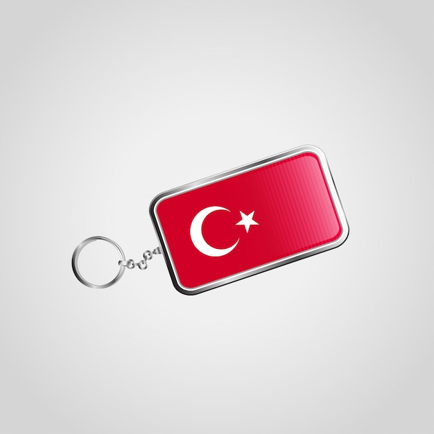 Vettore di progettazione del portachiavi della bandiera della turchia