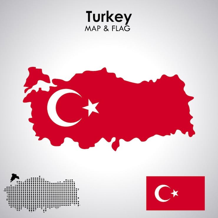 Vector turkey flag and map design map flag vector file