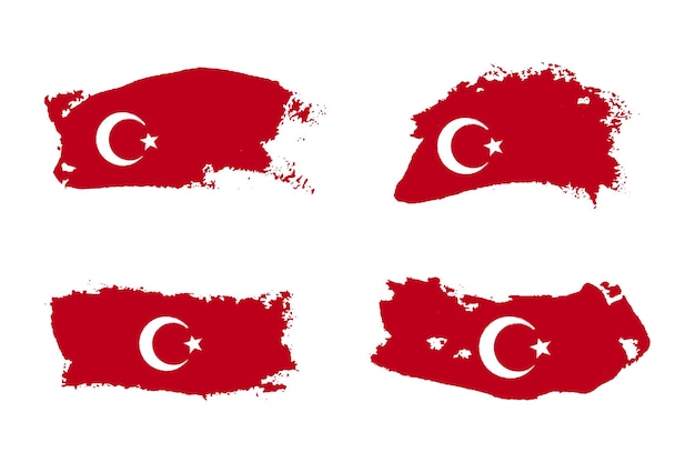 Turkey flag paint brush strokes isolated on white background creative turkey national country flag