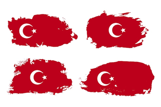 Turkey flag paint brush strokes isolated on white background Creative Turkey national country flag