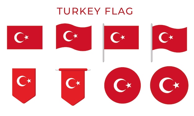 Turkey Flag vectors different styles and shapes of turkey country flag in vector.