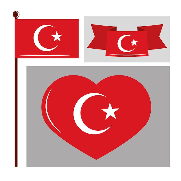 Turkey flags set