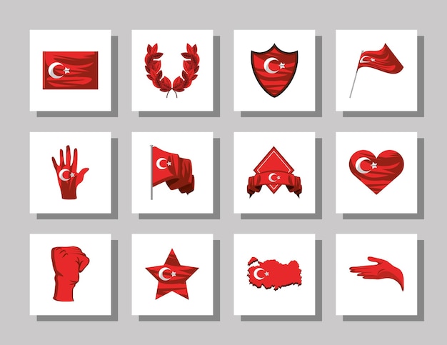 Turkey flags various shapes