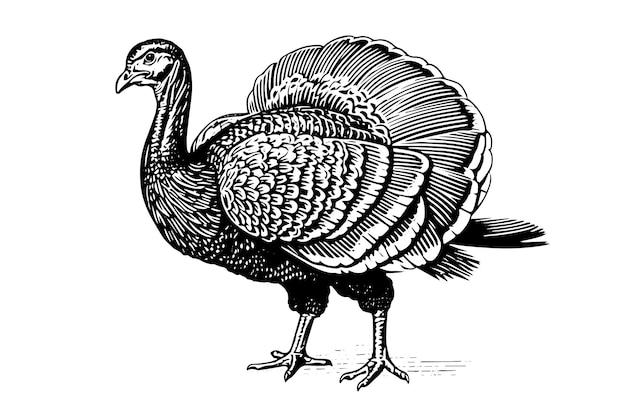 Turkey hand drawn ink sketch engraving vintage style vector illustration