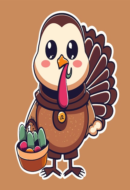 Turkey Happy Thanksgiving Design Clipart 2D Vector