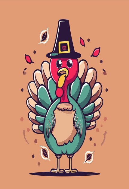 Turkey Happy Thanksgiving Design Clipart 2D Vector