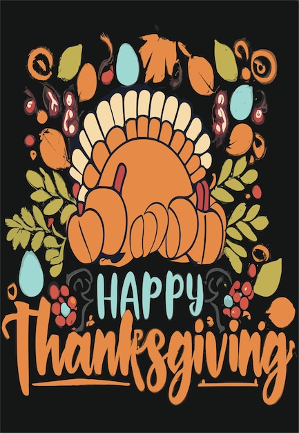 Turkey Happy Thanksgiving Design Clipart 2D Vector