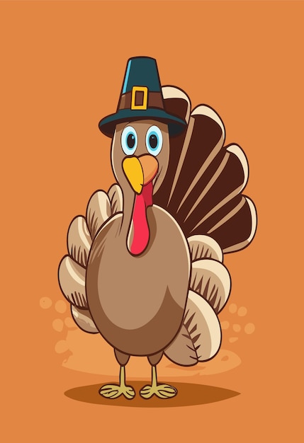 Turkey Happy Thanksgiving Design Clipart 2D Vector