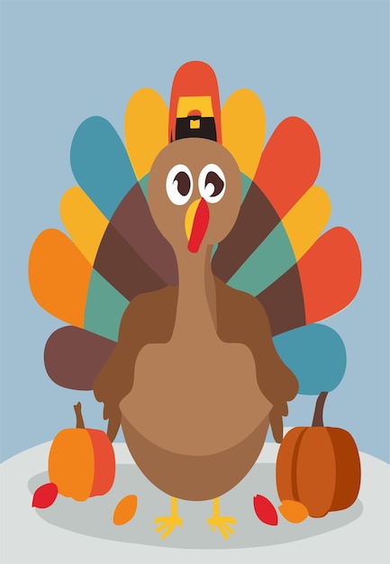 Turkey Happy Thanksgiving Design Clipart 2D Vector