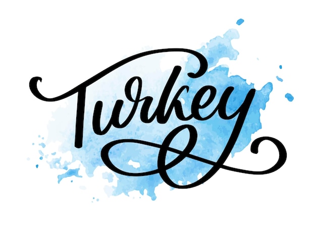 Turkey lettering handwritten name of the country vector design template