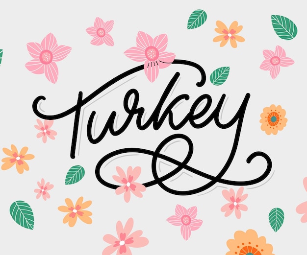 Turkey Lettering Handwritten name of the country Vector design template