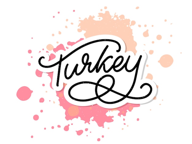 Turkey lettering handwritten name of the country vector design template