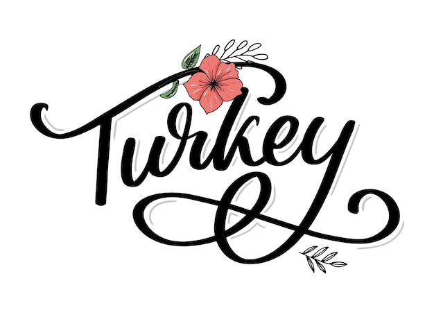 Turkey Lettering Handwritten name of the country Vector design template