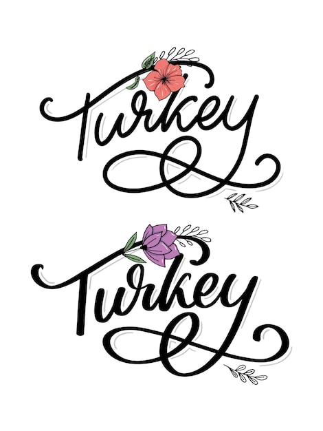 Turkey lettering handwritten name of the country vector design template