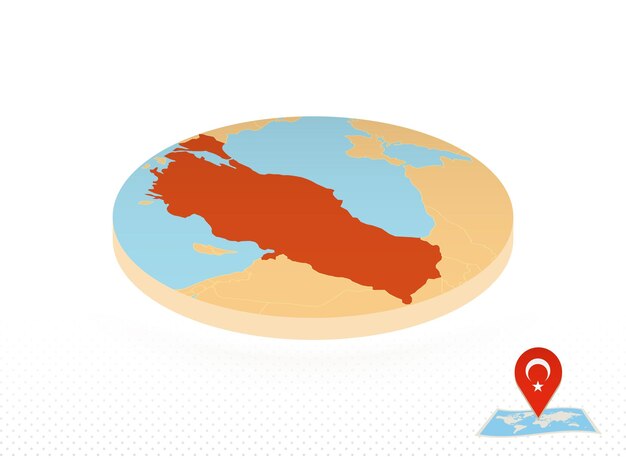 Turkey map designed in isometric style orange circle map of Turkey for web infographic and more