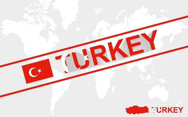 Turkey map flag and text illustration