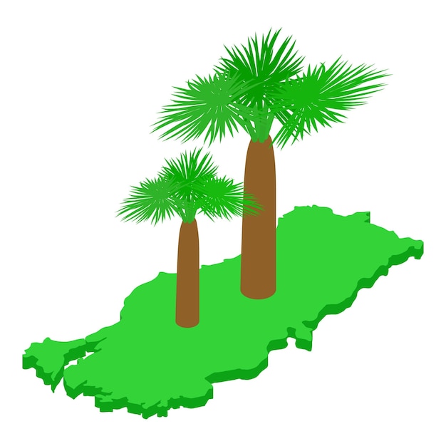 Turkey map icon isometric vector Two palm tree icon Travel tourism summer rest