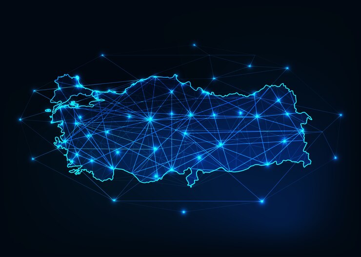 Вектор турция отображает схему со звездами и линиями абстрактных рамок.