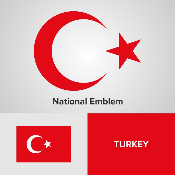 Vector turkey national emblem and flag 