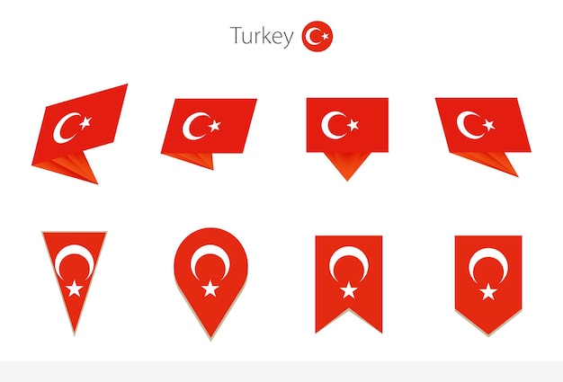 Turkey national flag collection eight versions of turkey vector flags