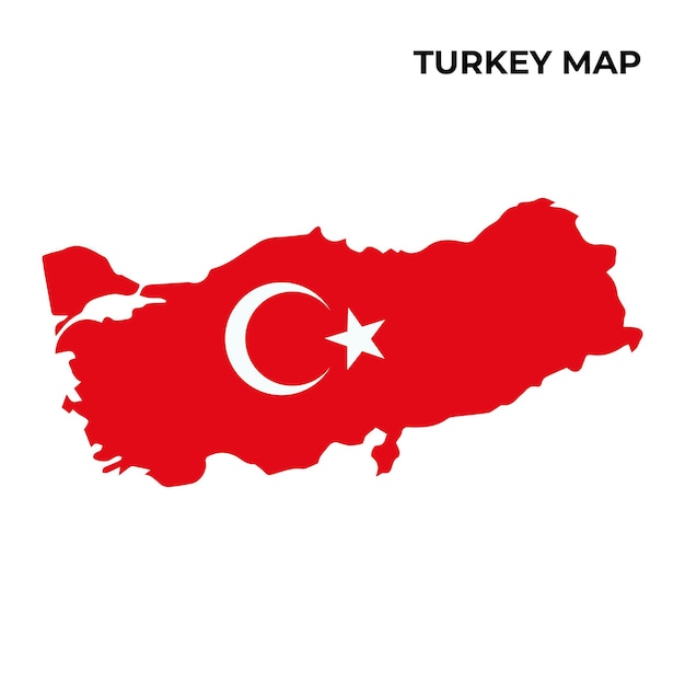 turkey national flag map design illustration of turkey country flag inside the map vector image