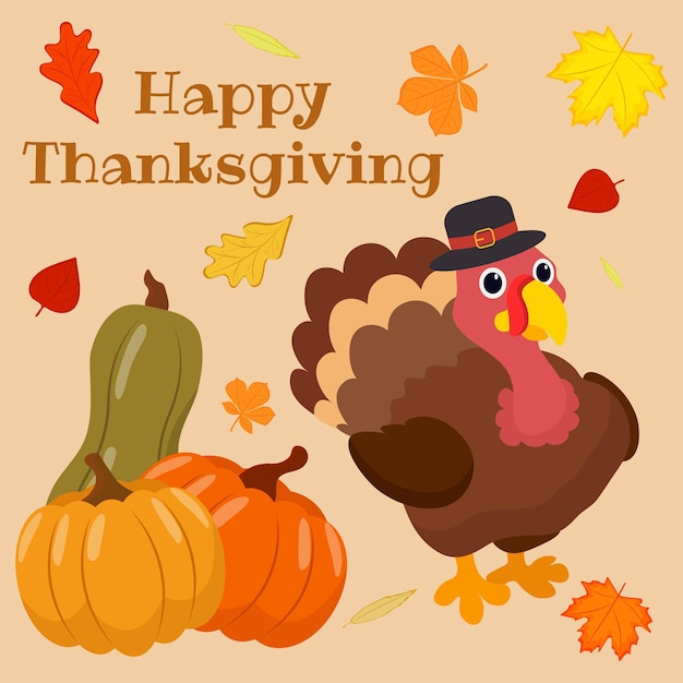 Vector turkey pilgrim on thanksgiving day design vector illustration