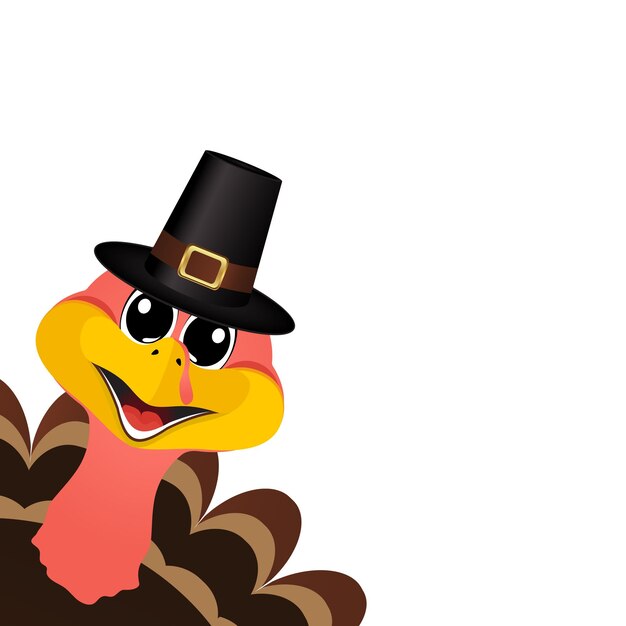 Turkey Pilgrimin hat on Thanksgiving Day vector illustration