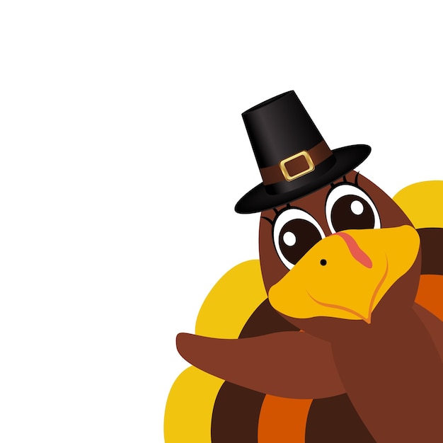 Vector turkey pilgrimin on thanksgiving day on white background funny character