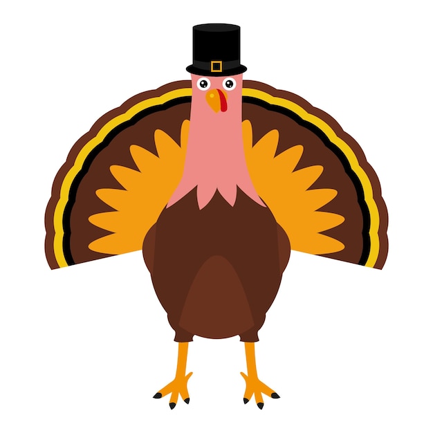 Vector turkey pilgrimin on thanksgiving day