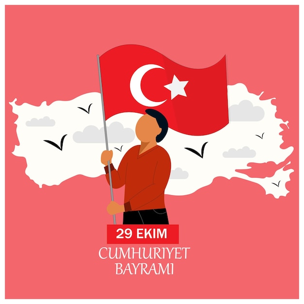 Turkey Republic Day Illustration with Flag, Turkey Happy Day