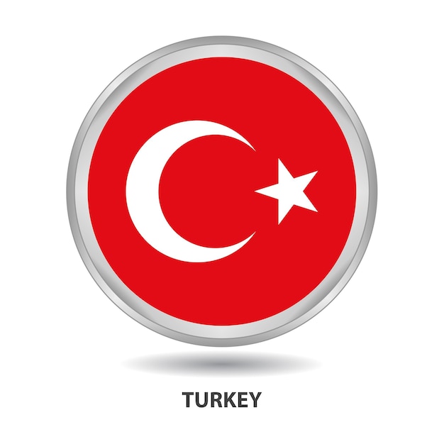 Turkey round flag design is used as badge, button, icon, wall painting