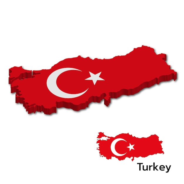 Vector turkey in shapes and colours interactive 3d map and flag