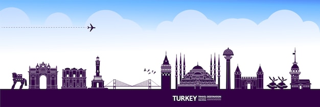 Vector turkey travel destination grand